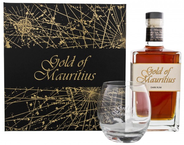 Gold of Mauritius Dark Rum Geschenkset inkl. Glas 0,7 Liter 40%